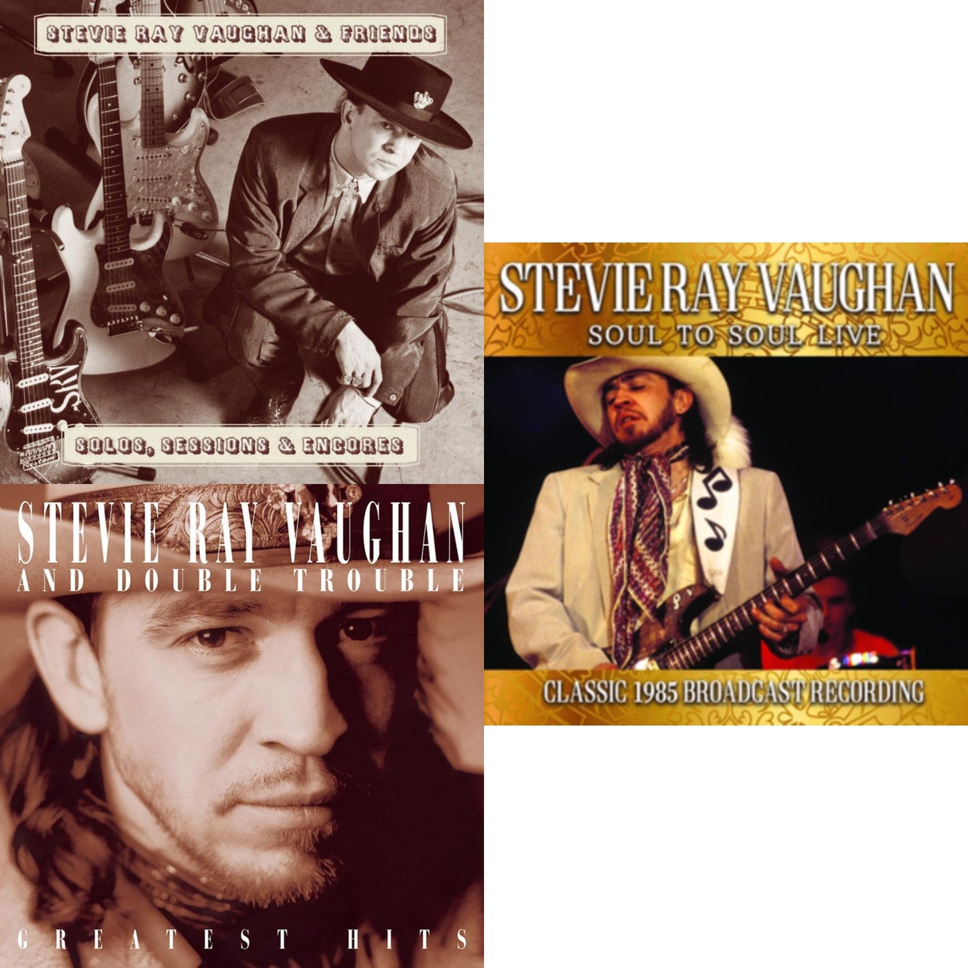 This is a 3 CD SKU bundle.
1.This CD is brand new.Format: CDThis item's title is: Solos Sessions & EncoresArtist: Stevie Ray VaughanBarcode: 886919860726Release Date: 4/1/2012
2.This CD is brand new.