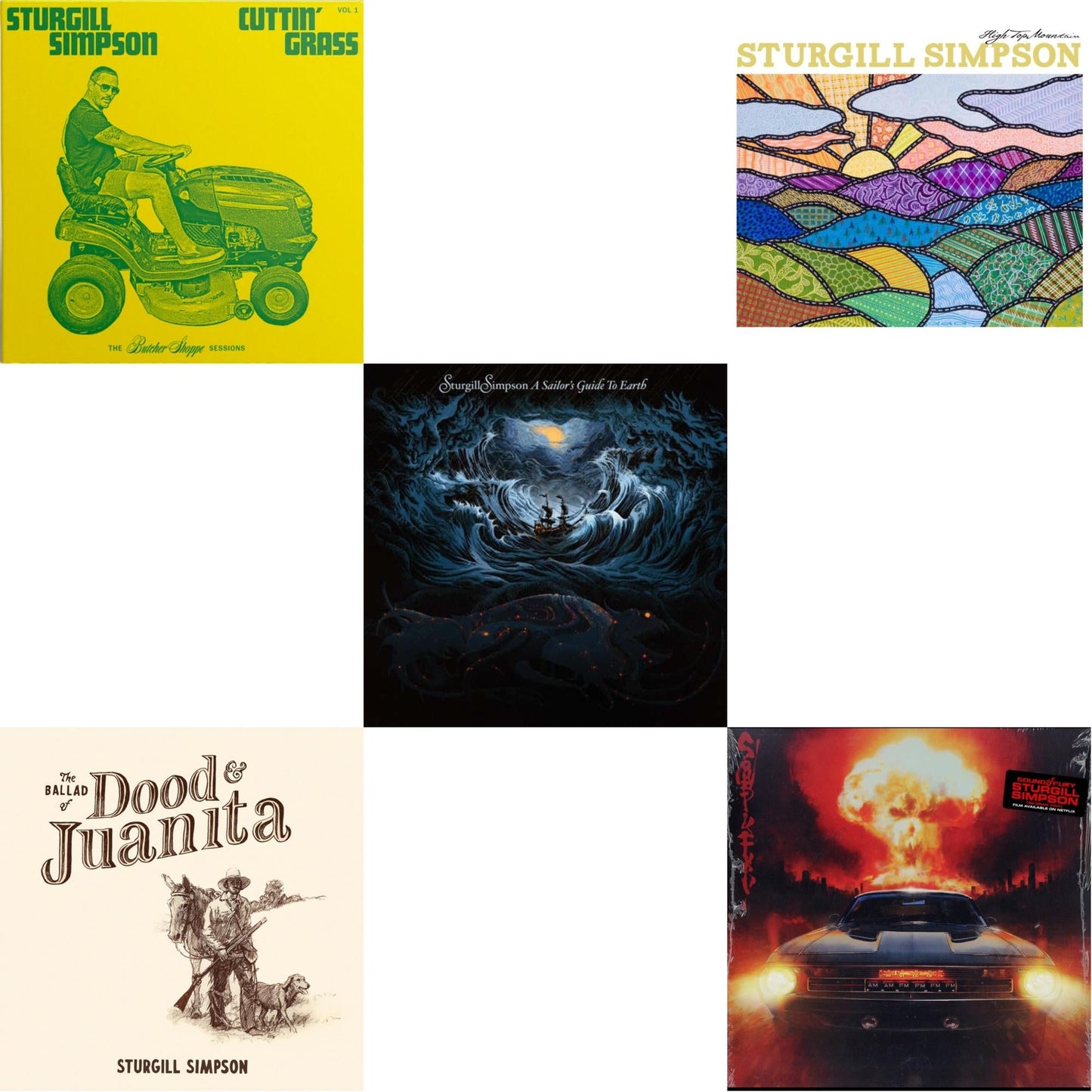 This is a 5 LP Vinyl SKU bundle.
1.This LP Vinyl is brand new.Format: LP VinylThis item's title is: Cuttin' Grass (2LP)Artist: Sturgill SimpsonLabel: HIGH TOP MOUNTAIN RECORDSBarcode: 787790456285Release Date: 12/11/2020
2.This LP Vinyl is brand new.