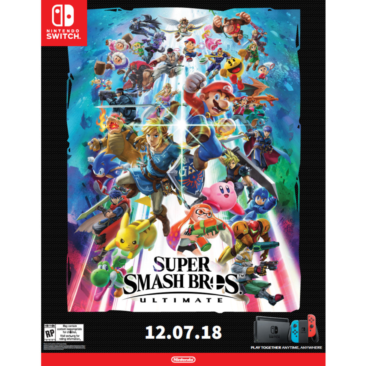 This is brand new.Legendary game worlds and fighters collide in the ultimate showdown—a new entry in the Super Smash Bros. series for the Nintendo Switch™ system! New fighters, like Inkling from the Splatoon™ series and Ridley from the Metroid™ series, make their Super Smash Bros.