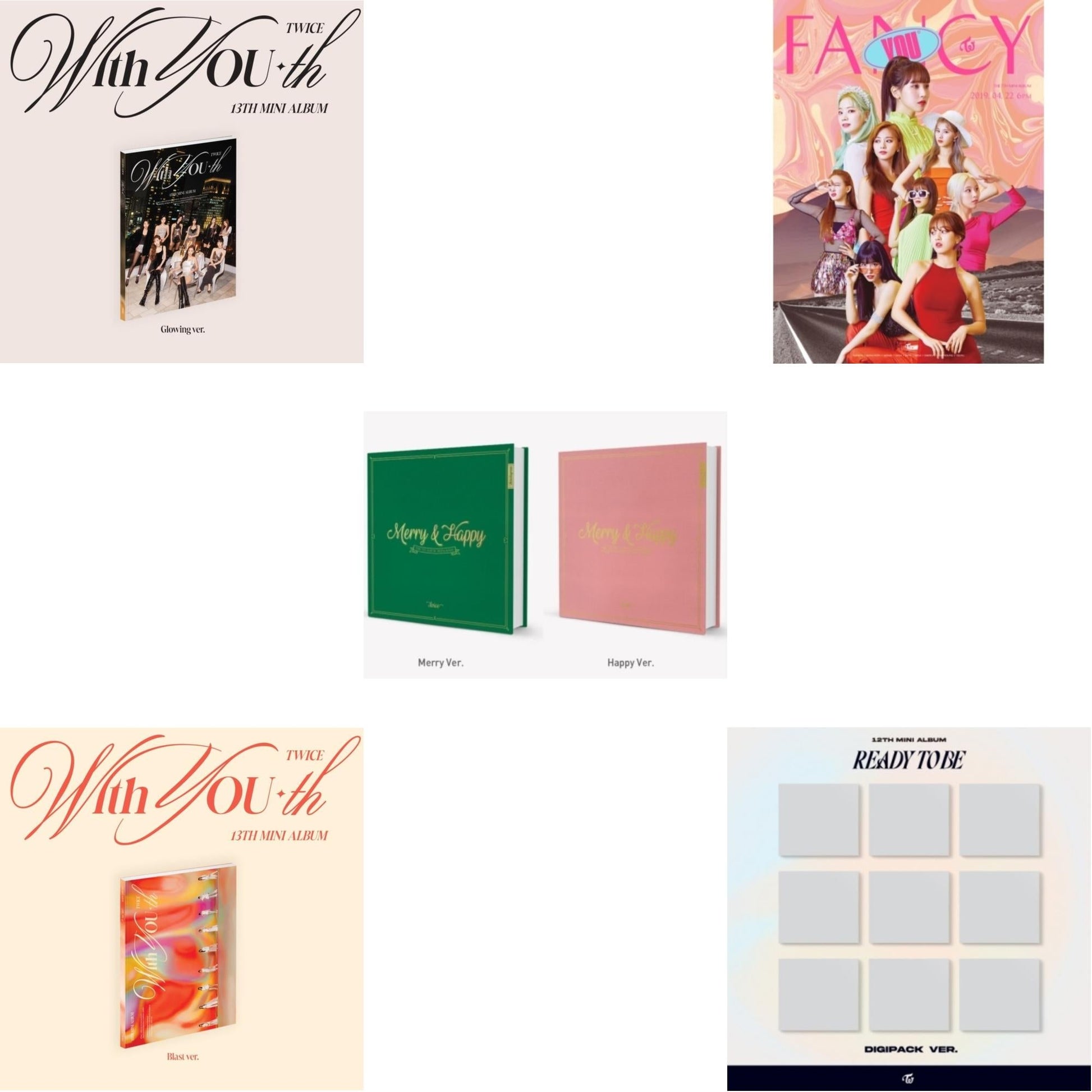 This is a 5 CD SKU bundle.
1.This CD is brand new.Format: CDThis item's title is: With You-Th (Glowing Ver.)Artist: TwiceBarcode: 196922745478Release Date: 2/23/2024
2.This CD is brand new.Format: CDThis item's title is: With You-Th (Blast Ver.