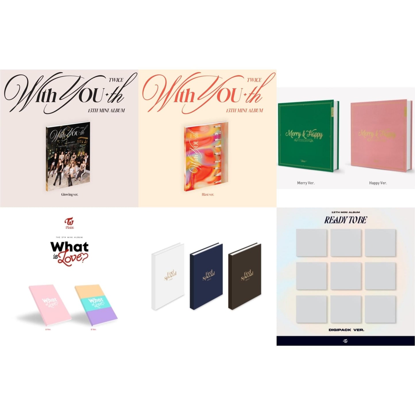 This is a 6 CD SKU bundle.
1.This CD is brand new.Format: CDThis item's title is: With You-Th (Glowing Ver.)Artist: TwiceBarcode: 196922745478Release Date: 2/23/2024
2.This CD is brand new.Format: CDThis item's title is: With You-Th (Blast Ver.