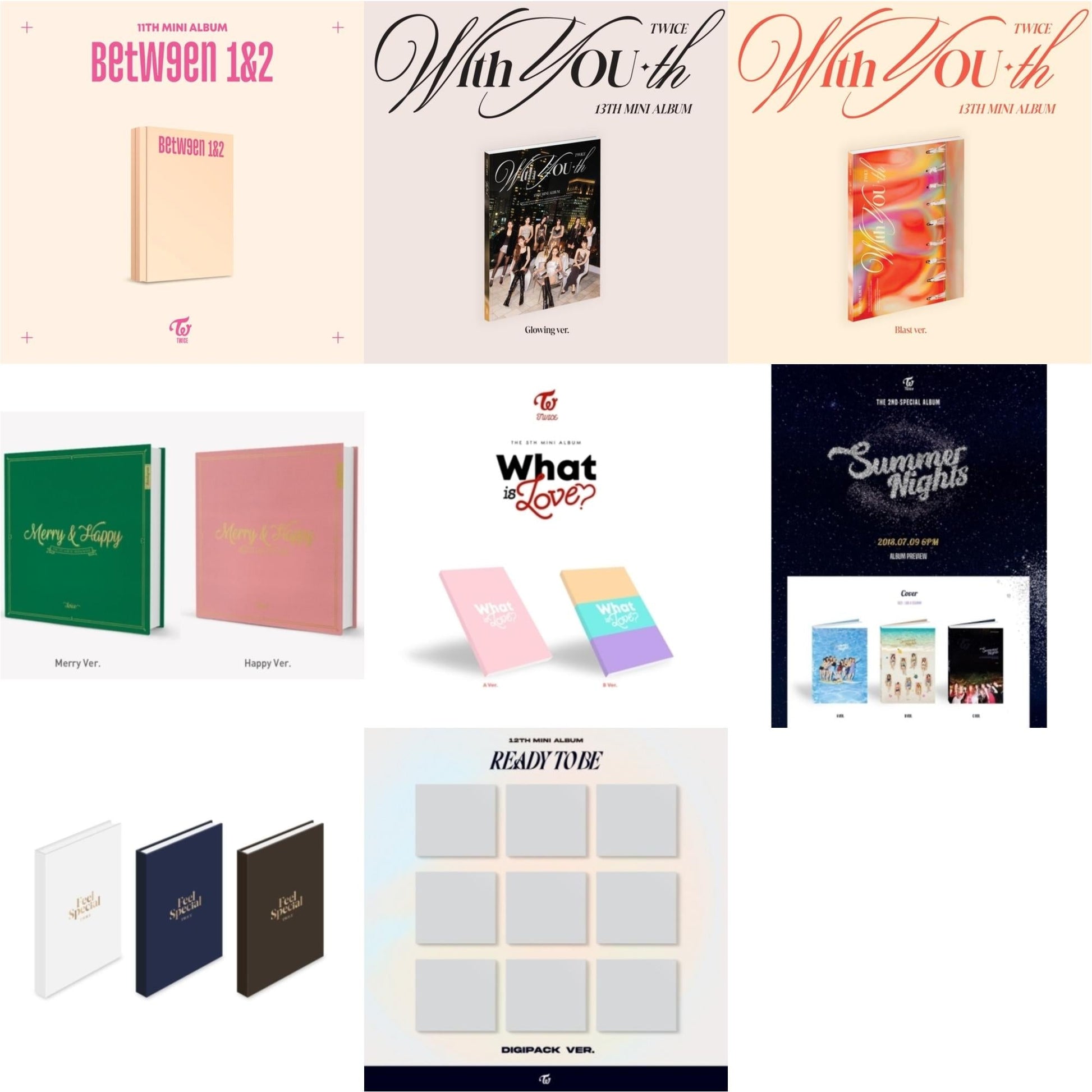 This is a 8 CD SKU bundle.
1.This CD is brand new.Format: CDMusic Style: K-popThis item's title is: Between 1&2 (Archive Version)Artist: TwiceLabel: JYP ENTERTAINMENT / REPUBLIC RBarcode: 192641872877Release Date: 8/26/2022
2.This CD is brand new.