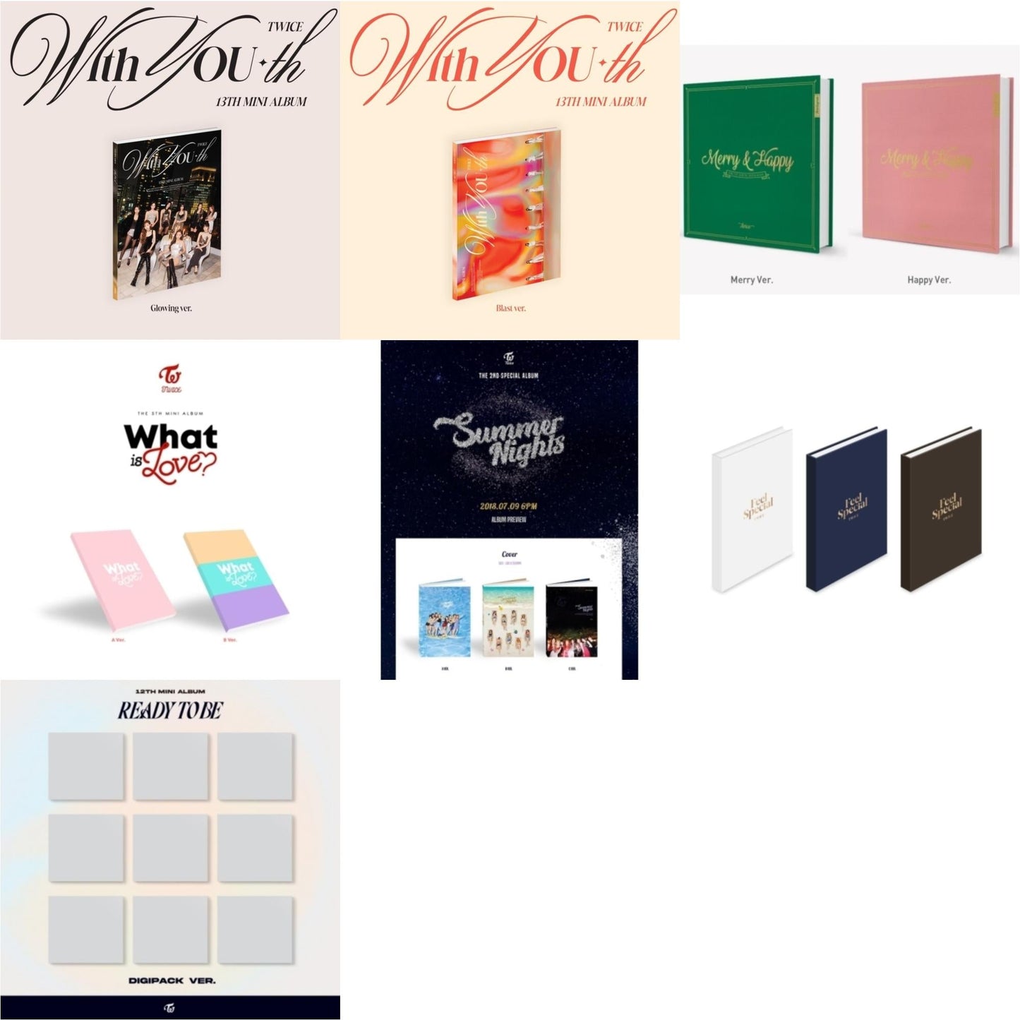 This is a 7 CD SKU bundle.
1.This CD is brand new.Format: CDThis item's title is: With You-Th (Glowing Ver.)Artist: TwiceBarcode: 196922745478Release Date: 2/23/2024
2.This CD is brand new.Format: CDThis item's title is: With You-Th (Blast Ver.