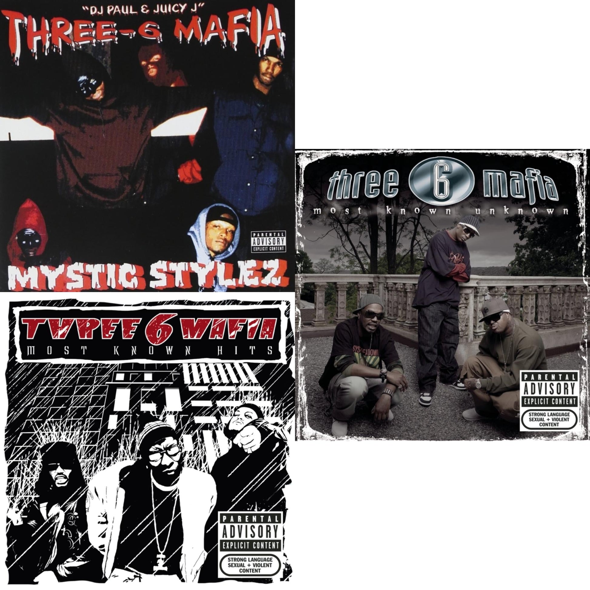 This is a 3 CD SKU bundle.
1.This CD is brand new.Format: CDMusic Style: DiscoThis item's title is: Mystic StylezArtist: Three 6 MafiaLabel: PROPHETBarcode: 097037440121Release Date: 5/9/1995
2.This CD is brand new.