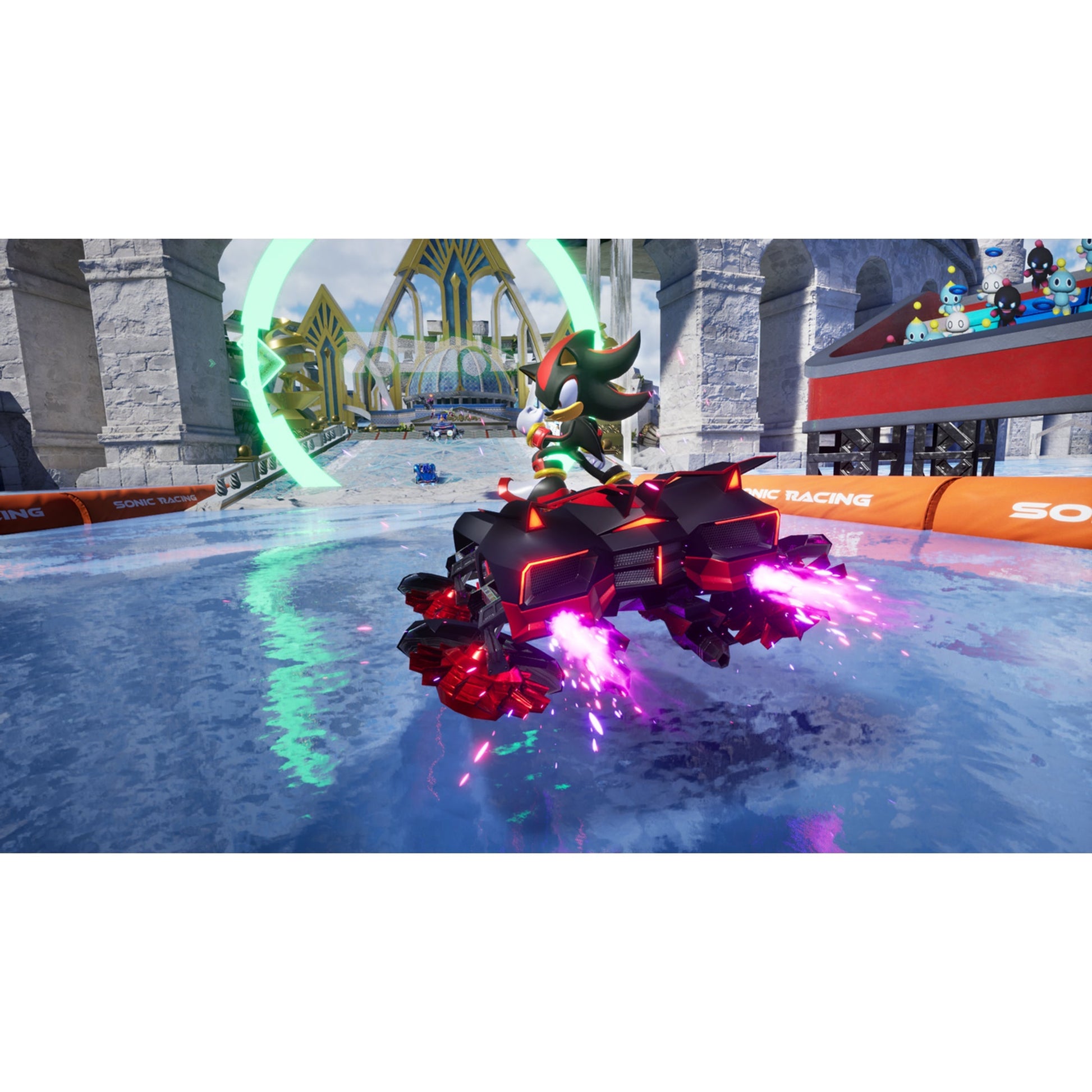 This is brand new.Race across land, sea, air, space, and time in Sonic Racing: CrossWorlds! Warp through Travel Rings into new dimensions where something new awaits around every twist and turn.