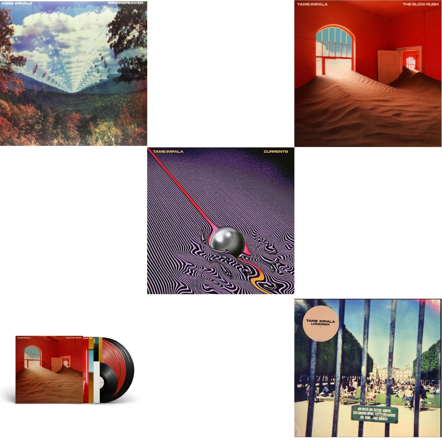This is a 5 LP Vinyl SKU bundle.
1.This LP Vinyl is brand new.Format: LP VinylMusic Style: Psychedelic RockThis item's title is: Slow Rush (Deluxe/2-Transparent Red LP Vinyl/3-Black LP Vinyl)Artist: Tame ImpalaLabel: INTERSCOPEBarcode: 602438539871Release Date: 4/22/2022
2.