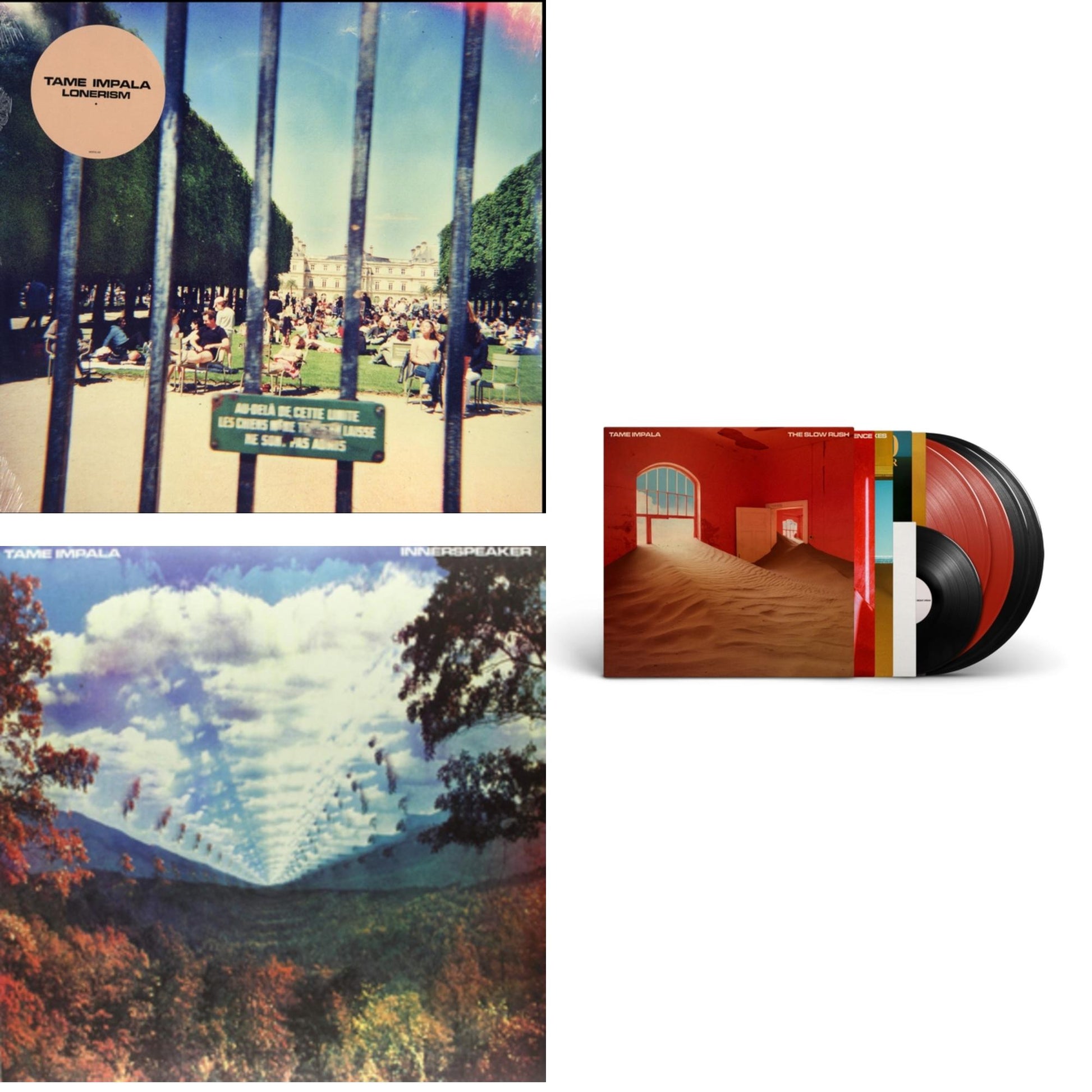 This is a 3 LP Vinyl SKU bundle.
1.This LP Vinyl is brand new.Format: LP VinylMusic Style: Psychedelic RockThis item's title is: LonerismArtist: Tame ImpalaLabel: UMEBarcode: 602537119967Release Date: 10/9/2012
2.This LP Vinyl is brand new.