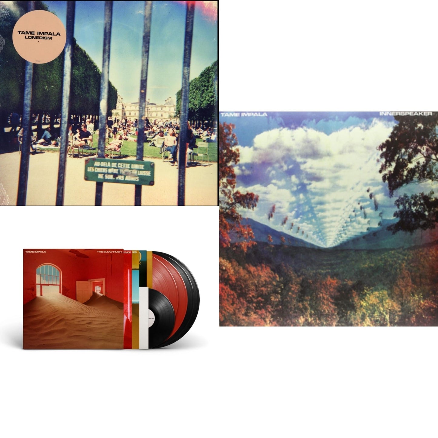 This is a 3 LP Vinyl SKU bundle.
1.This LP Vinyl is brand new.Format: LP VinylMusic Style: Psychedelic RockThis item's title is: LonerismArtist: Tame ImpalaLabel: UMEBarcode: 602537119967Release Date: 10/9/2012
2.This LP Vinyl is brand new.
