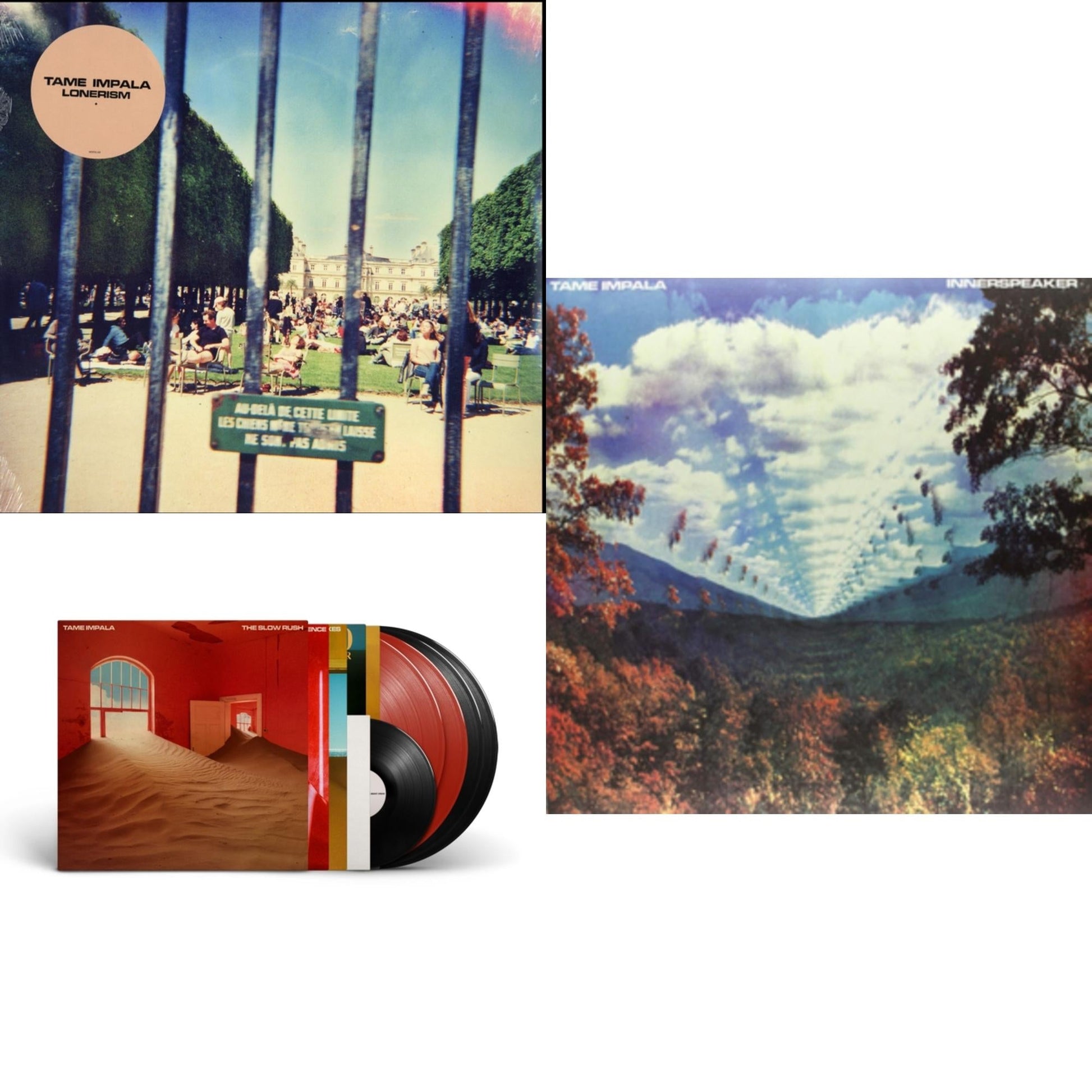 This is a 3 LP Vinyl SKU bundle.
1.This LP Vinyl is brand new.Format: LP VinylMusic Style: Psychedelic RockThis item's title is: LonerismArtist: Tame ImpalaLabel: UMEBarcode: 602537119967Release Date: 10/9/2012
2.This LP Vinyl is brand new.