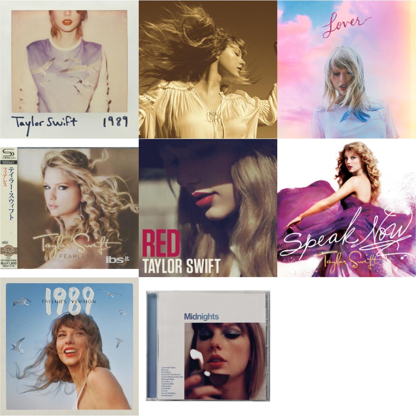 This is a 8 CD SKU bundle.
1.This CD is brand new.Format: CDMusic Style: CountryThis item's title is: FearlessArtist: Taylor SwiftLabel: Big Machine RecordsBarcode: 4988005724175Release Date: 10/24/2012
2.This CD is brand new.