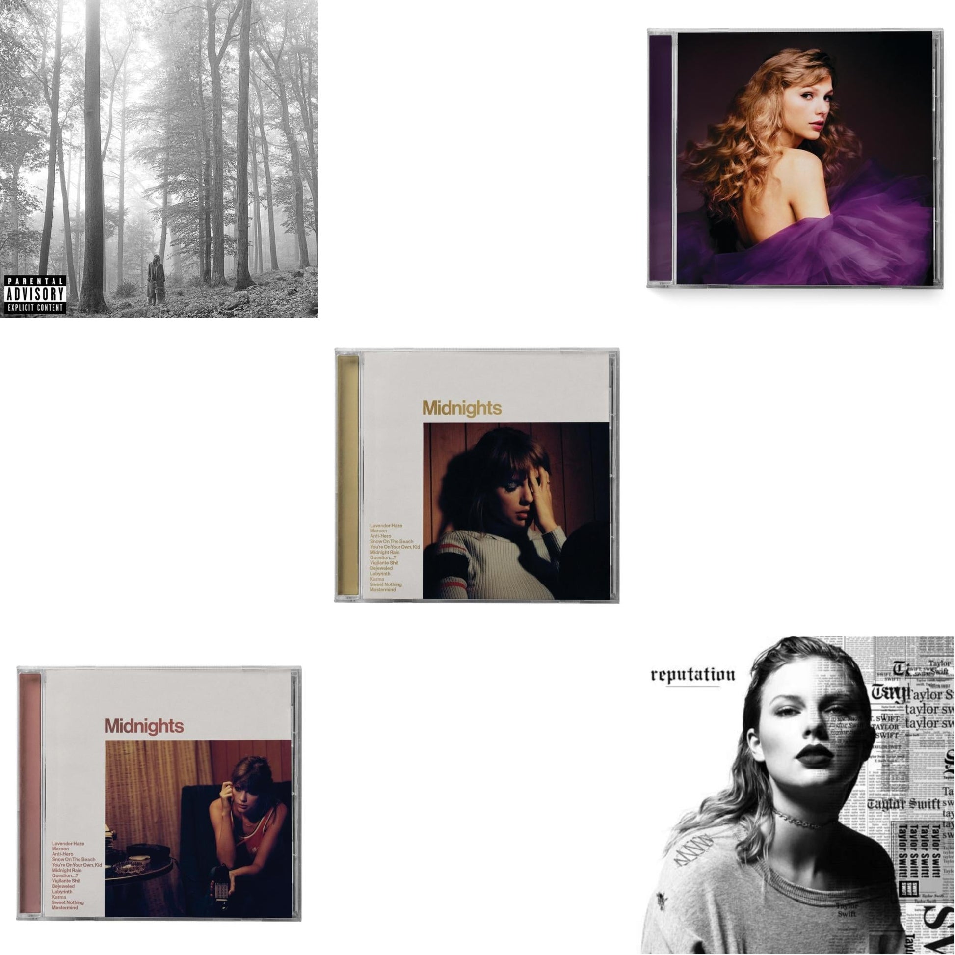 This is a 5 CD SKU bundle.
1.This CD is brand new.Format: CDMusic Style: VocalThis item's title is: Folklore (X)Artist: Taylor SwiftLabel: REPUBLICBarcode: 602435034805Release Date: 8/7/2020
2.This CD is brand new.