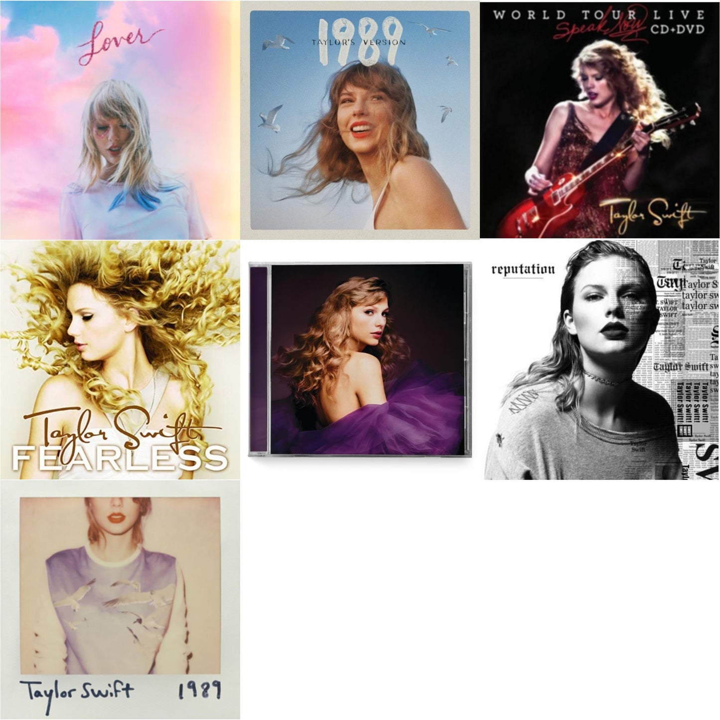 This is a 7 CD SKU bundle.
1.This CD is brand new.Format: CDMusic Style: CountryThis item's title is: Speak Now (Taylor's Version) (2CD)Artist: Taylor SwiftLabel: TAYLOR SWIFT/REPUBLIC RECORDSBarcode: 602455678249Release Date: 7/7/2023
2.This CD is brand new.