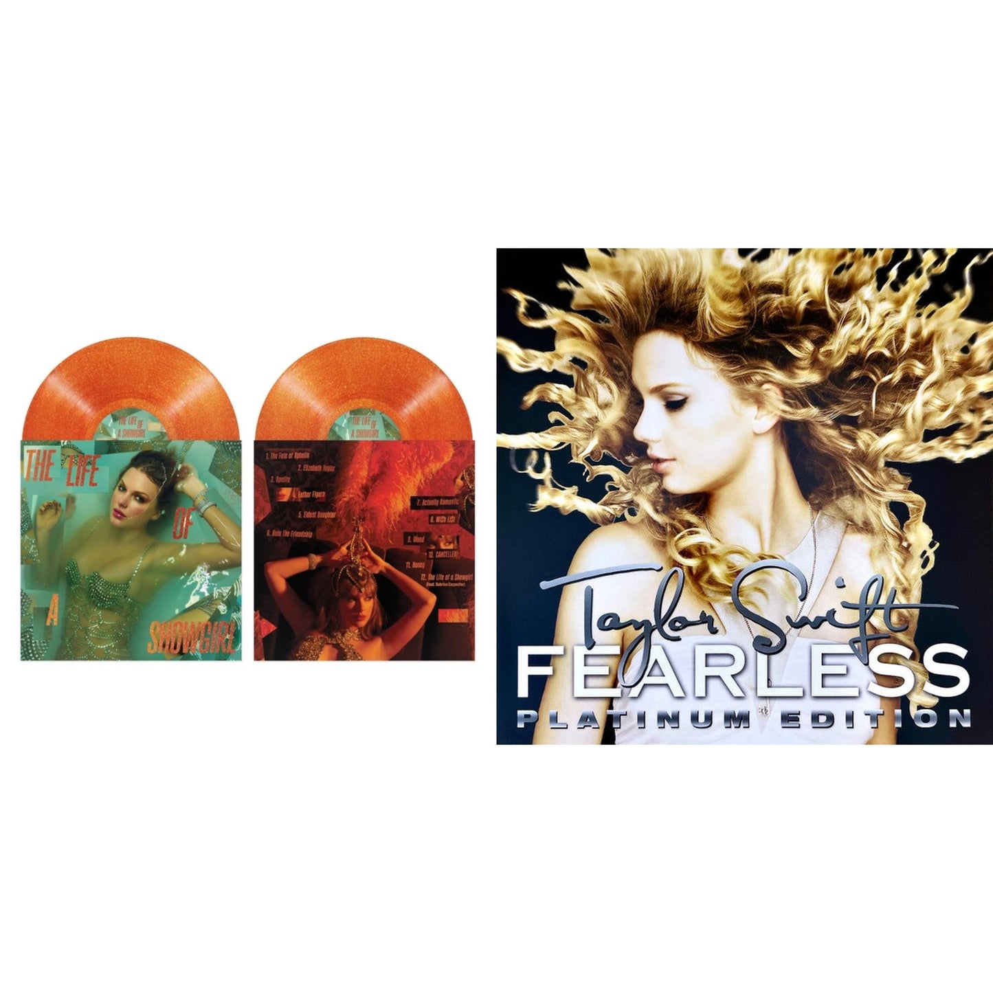 Life Of A Showgirl (X) (Sweat & Vanilla Perfume Portofino Orange Glitter LP Vinyl) & Fearless Platinum Edition