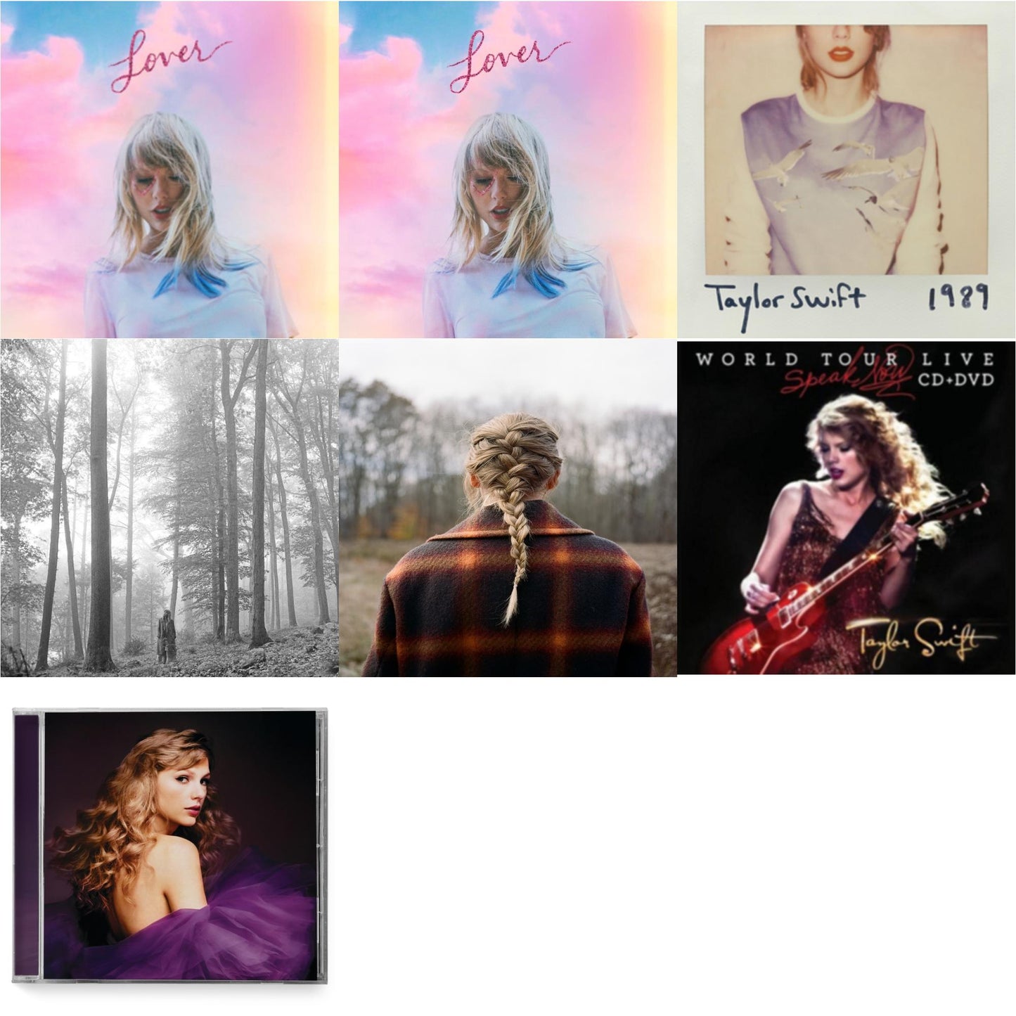 This is a 7 CD SKU bundle.
1.This CD is brand new.Format: CDMusic Style: VocalThis item's title is: Folklore (Edited)Artist: Taylor SwiftLabel: REPUBLICBarcode: 602435034799Release Date: 8/7/2020
2.This CD is brand new.