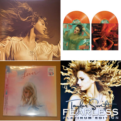 Fearless (Taylor's Version) (Gold Vinyl/3LP) & Life Of A Showgirl (X) (Sweat & Vanilla Perfume Portofino Orange Glitter LP Vinyl) & Lover & Fearless Platinum Edition