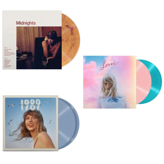 Midnights (X) (Blood Moon LP Vinyl) & 1989 (Taylor's Version) (2LP/Crystal Skies Blue Vinyl) & Lover