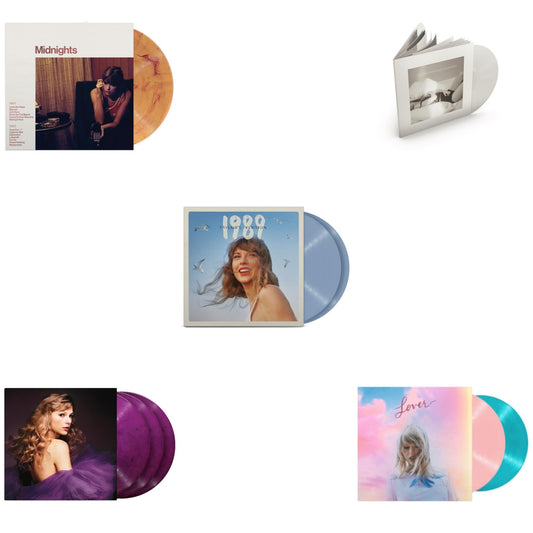 Midnights (X) (Blood Moon LP Vinyl) & Speak Now (Taylor's Version) (Orchid Marbled Vinyl/3LP) & 1989 (Taylor's Version) (2LP/Crystal Skies Blue Vinyl) & Tortured Poets Department (X) (Ghosted White Vinyl/2LP/Manuscript- Bonus Track) & Lover