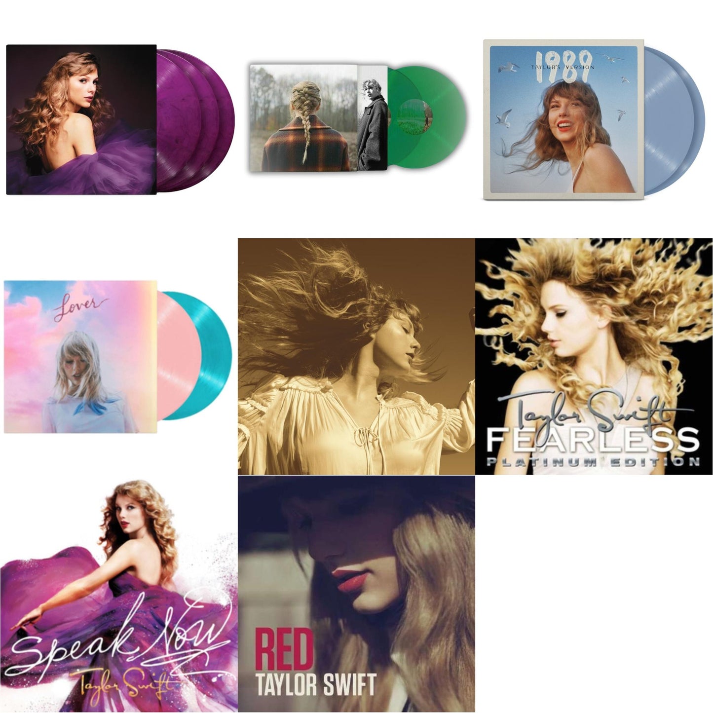 This is a 8 LP Vinyl SKU bundle.
1.This LP Vinyl is brand new.Format: LP VinylMusic Style: Alternative RockThis item's title is: Evermore (Green Vinyl/2LP)Artist: Taylor SwiftLabel: Republic RecordsBarcode: 602435651279Release Date: 5/28/2021
2.This LP Vinyl is brand new.