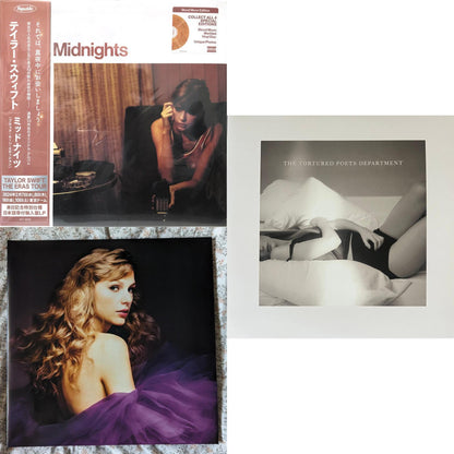 Midnights (X) (Blood Moon LP Vinyl) & Speak Now (Taylor's Version) (Orchid Marbled Vinyl/3LP) & Tortured Poets Department (X) (Ghosted White Vinyl/2LP/Manuscript- Bonus Track)