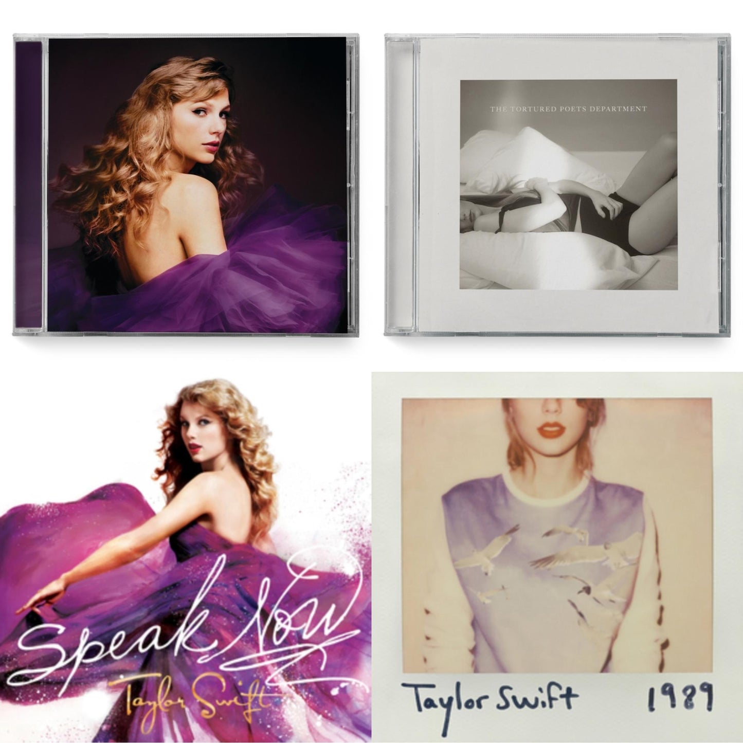 This is a 4 CD SKU bundle.
1.This CD is brand new.Format: CDMusic Style: CountryThis item's title is: Speak Now (Taylor's Version) (2CD)Artist: Taylor SwiftLabel: TAYLOR SWIFT/REPUBLIC RECORDSBarcode: 602455678249Release Date: 7/7/2023
2.This CD is brand new.