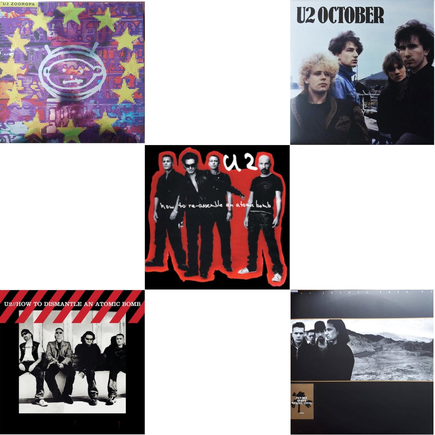 Zooropa (Transparent Yellow/2LP) & How To Dismantle An Atomic Bomb (20Th Anniversary) (2LP/180G) & How To Re-Assemble An Atomic Bomb (Red/Black Marble LP Vinyl) & October & Joshua Tree
