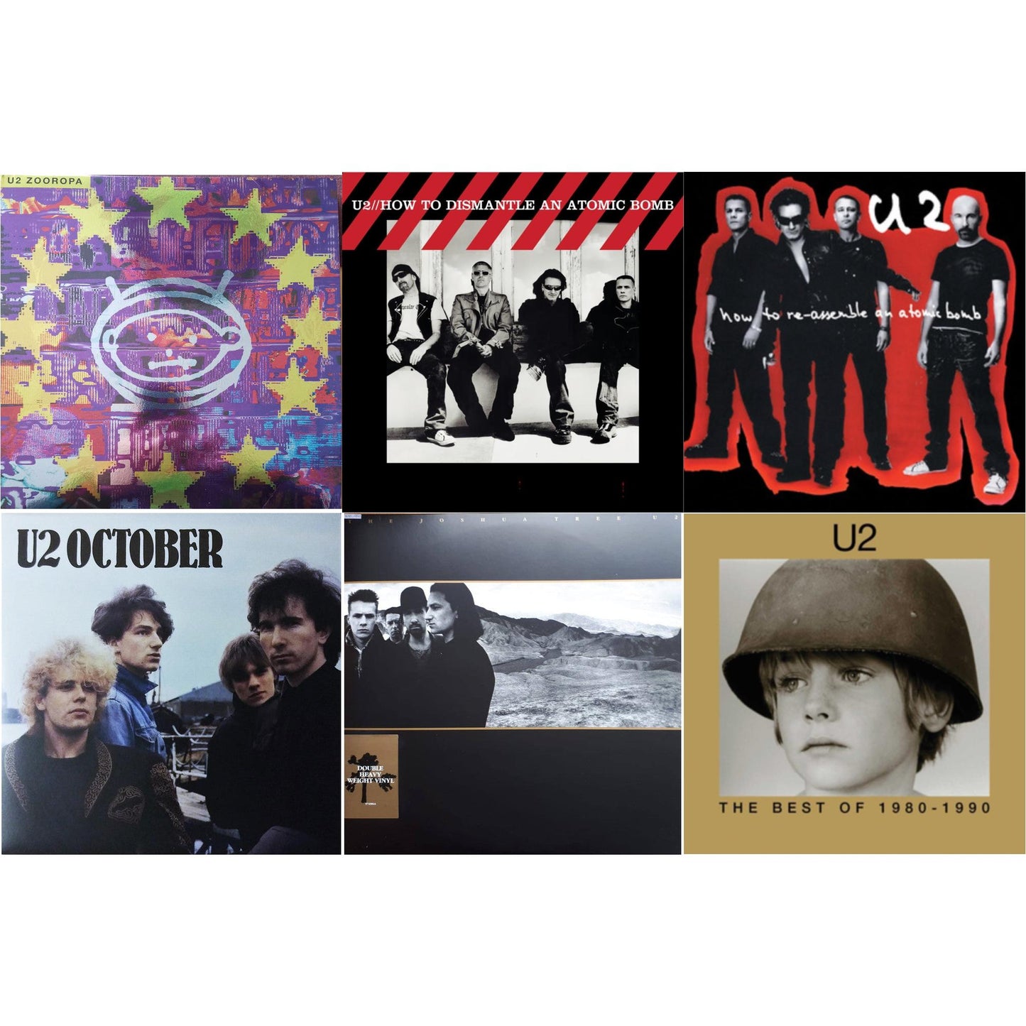 Zooropa (Transparent Yellow/2LP) & How To Dismantle An Atomic Bomb (20Th Anniversary) (2LP/180G) & How To Re-Assemble An Atomic Bomb (Red/Black Marble LP Vinyl) & October & Joshua Tree & Best Of 1980-1990 (180G/2 LP)