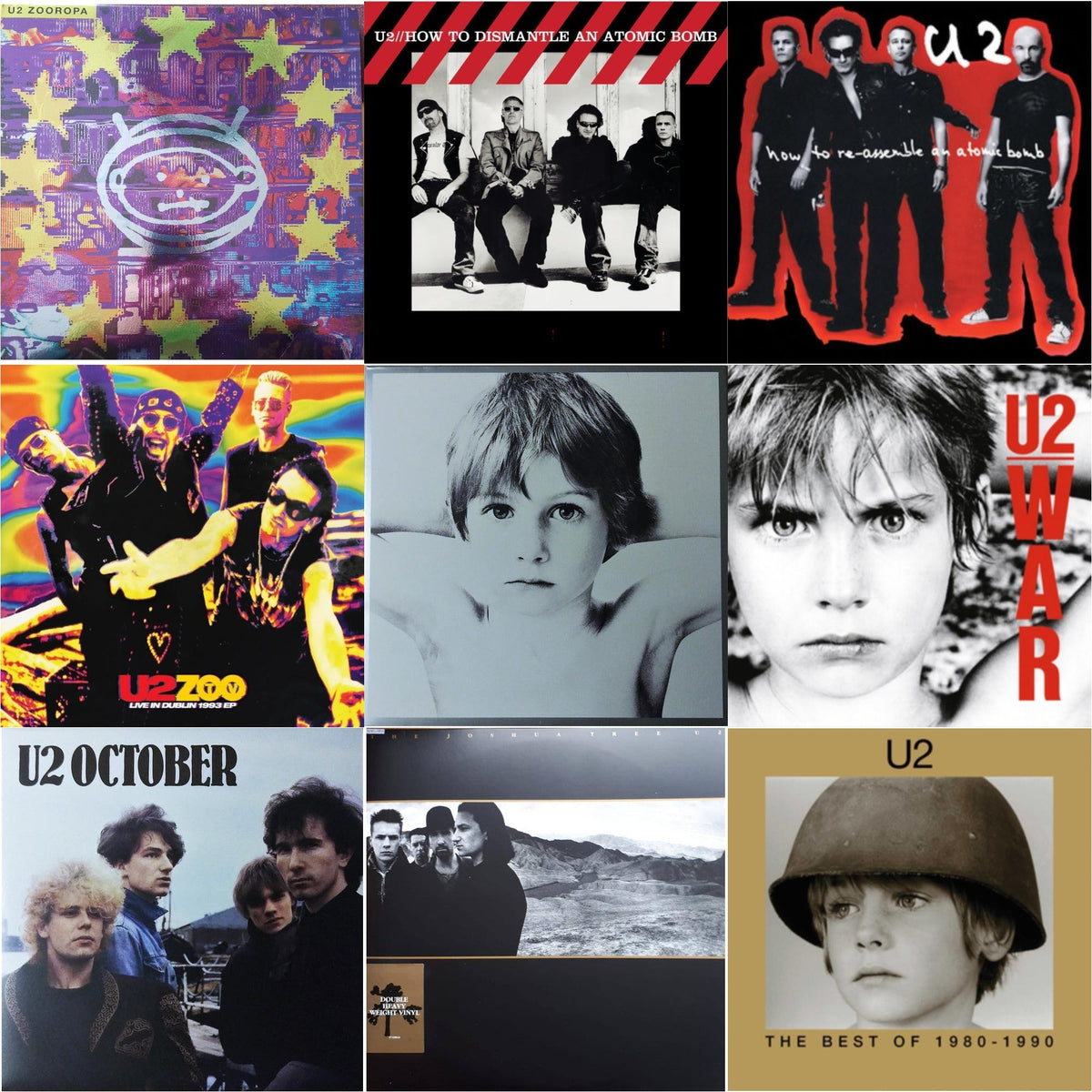 Zooropa (Transparent Yellow/2LP) & How To Dismantle An Atomic Bomb (20Th Anniversary) (2LP/180G) & How To Re-Assemble An Atomic Bomb (Red/Black Marble LP Vinyl) & Zoo Tv: Live In Dublin 1993 (Ep) & Boy & War & October & Joshua Tree