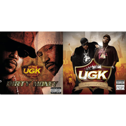 This is a 2 CD SKU bundle.
1.This CD is brand new.Format: CDThis item's title is: Dirty MoneyArtist: U.G.K. (Underground Kingz)Barcode: 012414167323Release Date: 11/13/2001
2.This CD is brand new.Format: CDMusic Style: GangstaThis item's title is: Underground KingzArtist: U.