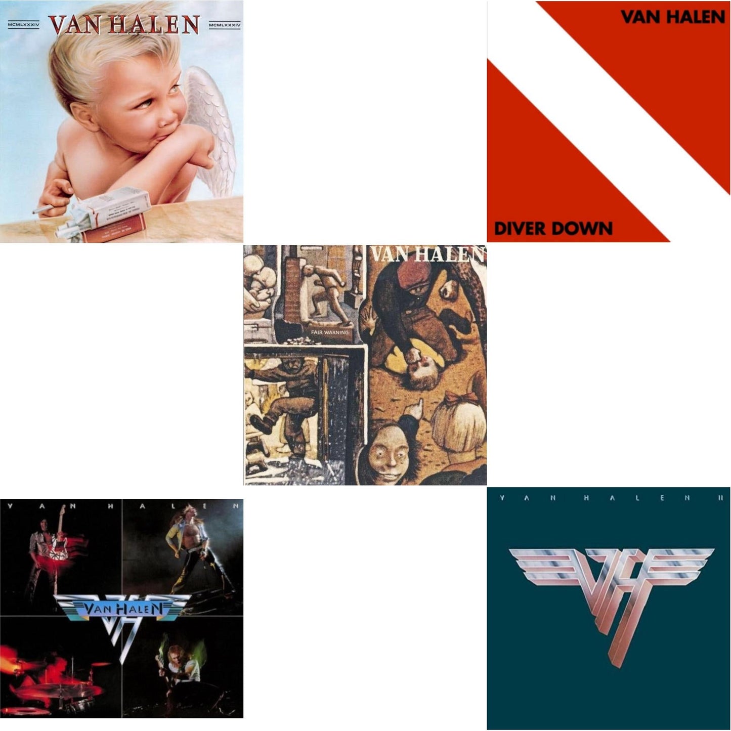This is a 5 LP Vinyl SKU bundle.
1.This LP Vinyl is brand new.Format: LP VinylMusic Style: Hard RockThis item's title is: Van Halen Ii (180G/Remastered)Artist: Van HalenLabel: RHINO/WARNER BROS.Barcode: 081227954932Release Date: 7/10/2015
2.This LP Vinyl is brand new.