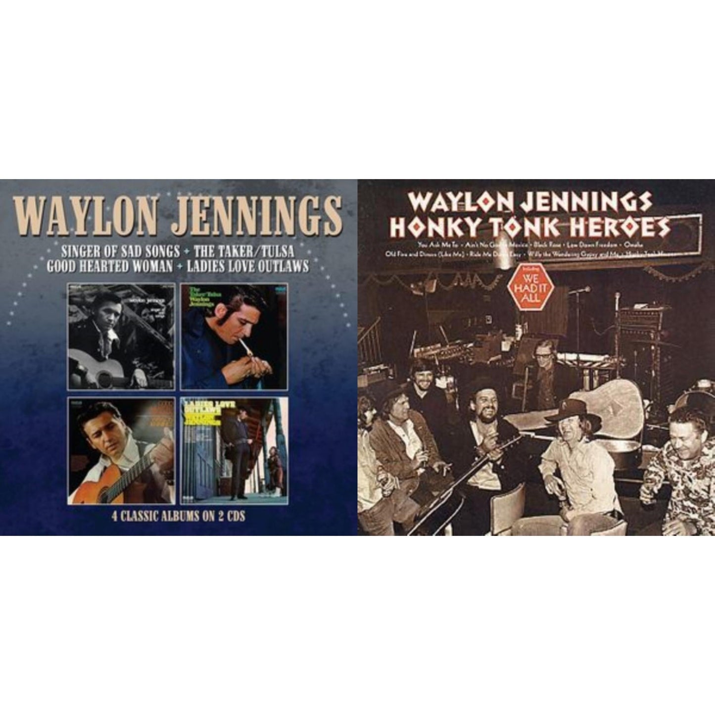 This is a 2 CD SKU bundle.
1.This CD is brand new.Format: CDThis item's title is: Singer Of Sad Songs / The Taker-Tulsa / Good Hearted Woman / Ladies Love OutlawsArtist: Waylon JenningsBarcode: 5013929800021Release Date: 7/16/2021
2.This CD is brand new.