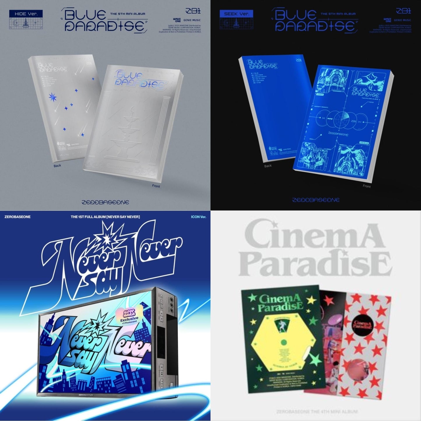 Blue Paradise (Hide Ver.) & Blue Paradise (Seek Ver.) & Never Say Never (Icon Ver.) & 4Th Mini Album (Cinema Paradise)