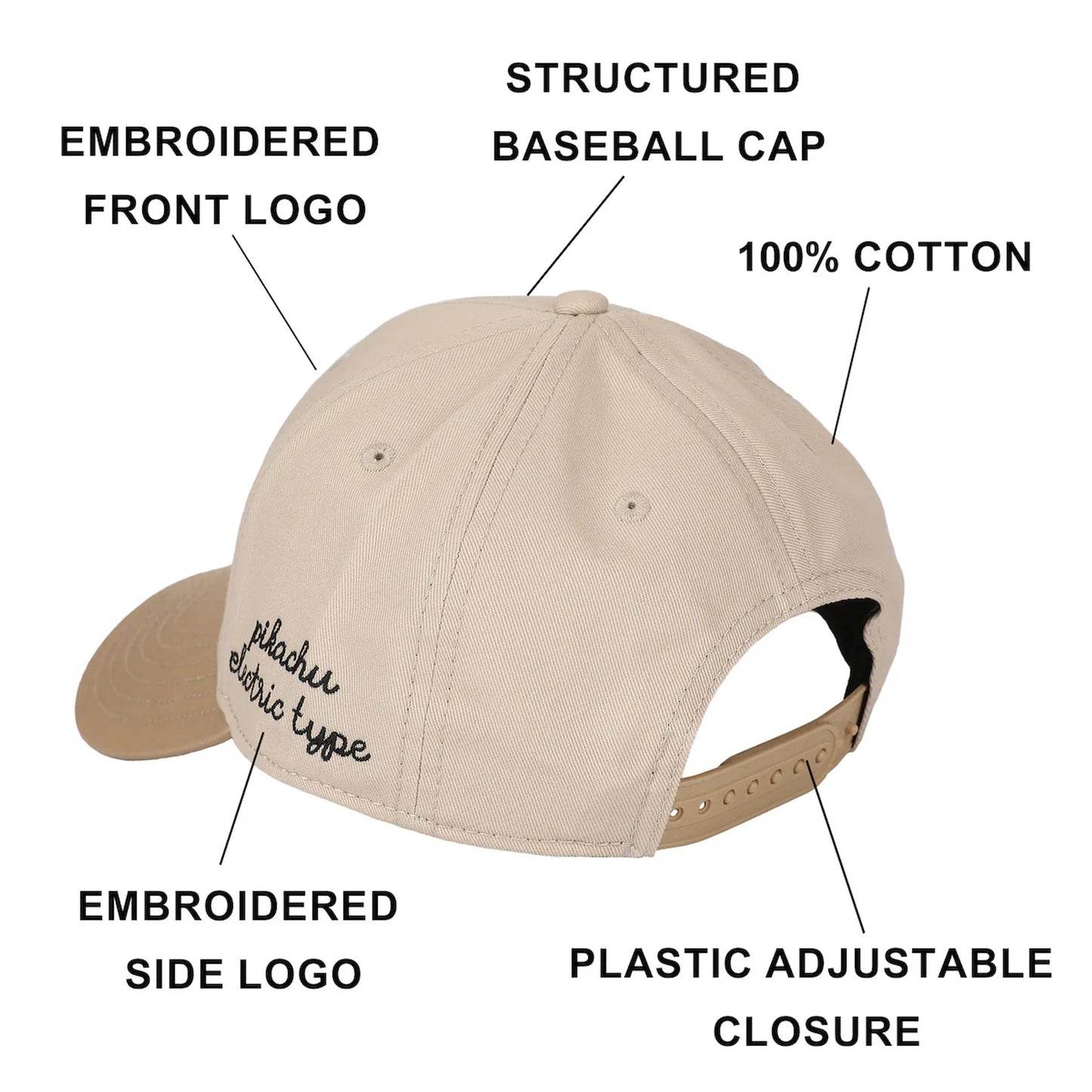 Hat Adjustable: Pokemon - Pikachu Electric Type - Tan