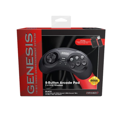 SEGA Genesis 8-Button 2.4GHz Wireless Arcade Pad: Black - Retro-Bit