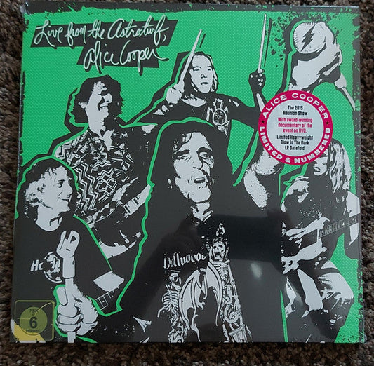 This LP Vinyl is brand new.Format: LP VinylMusic Style: Hard RockThis item's title is: Live From The Astroturf (Glow-In-The-Dark LP Vinyl/DVD)Artist: Alice CooperLabel: EARMUSICBarcode: 4029759178729Release Date: 9/30/2022