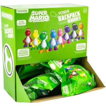 This is brand new.Celebrate everyone's favorite dino sidekick with these Yoshi Backpack Buddies! Each blind bag includes one of nine colorful Yoshi figures, from classic green to rare hues like black and pink. Perfect for backpacks, keychains, or collectors looking to assemble the full rainbow of Yoshis.