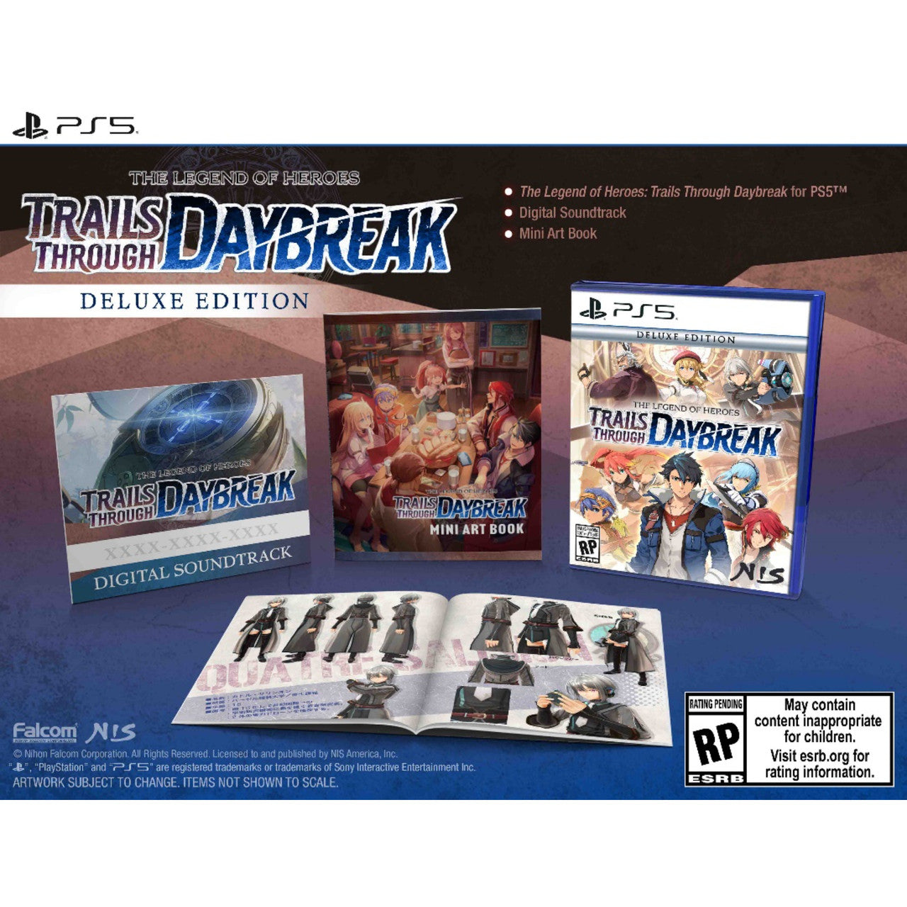 This is brand new.Deluxe Edition includes:

The Legend of Heroes: Trails through Daybreak GAME
Digital Soundtrack (download code)
Mini Art Book

About the game:

In the aftermath of a brief war, Calvard is enjoying unprecedented economic prosperity.