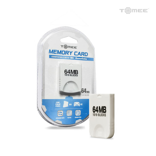 This is brand new.Take your games further with the Tomee 64MB Memory Card for Wii®/ GameCube®. Equipped with 1019 blocks of memory, the Tomee 64MB Memory Card for Wii&®/ GameCube® can save or reload your game data on your console. don't play your games without it.