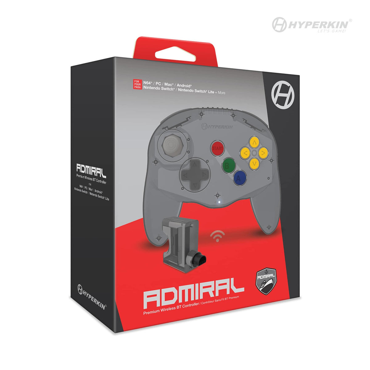 This is brand new.Take your game night to the next level with the "admiral", the first wireless BT Controller for the N64! Its comfortable, ergonomic design, high performance analog joystick, and dual Z buttons give you the edge you need to double jump, z-target, and smash your way through any competition.