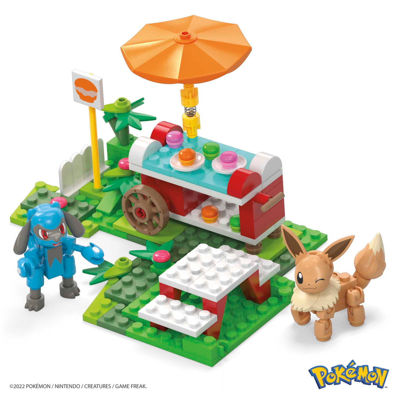 This is brand new.Build a food stand for Eevee and Lucario figures to interact with. The set combines with other Adventure Builder sets to create an expanded Pokémon world full of authentically designed details. Check out Pikachu’s Beach Splash, Bulbasaur’s Forest Trek or other larger sets, each sold separately.